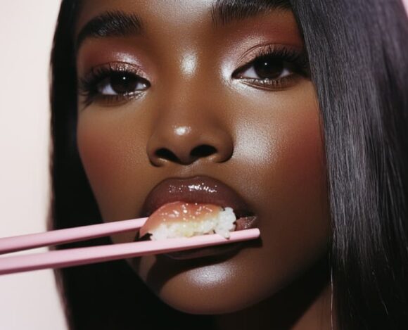 Black girl with chopsticks