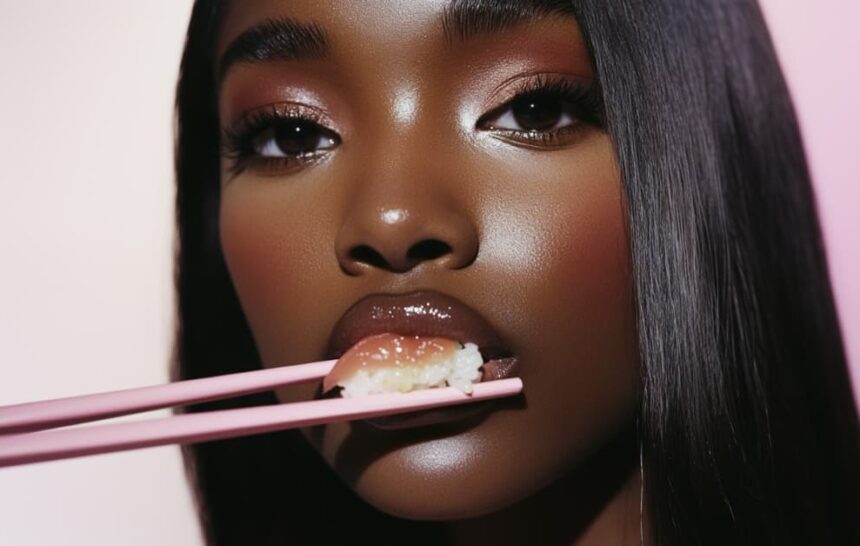 Black girl with chopsticks