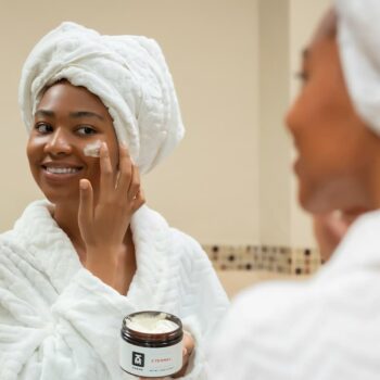 Spring Skincare Reset Woman applying a cream to counteract seasonal allergies