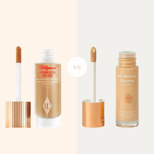 Charlotte Tilbury Hollywood Flawless Filter vs MCoBeauty Flawless Glow dupe